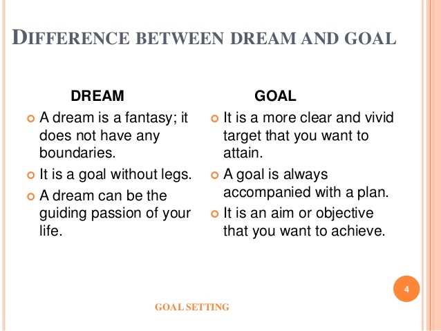 Differences between a dream and a goal