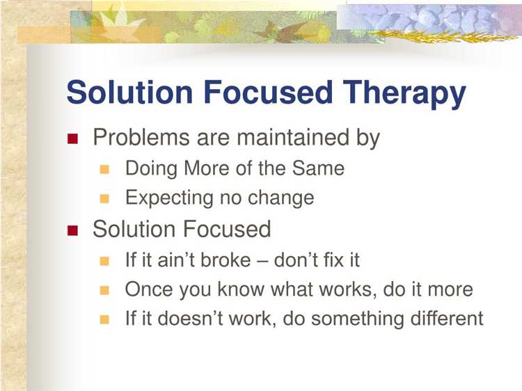 Principles of solution focused therapy