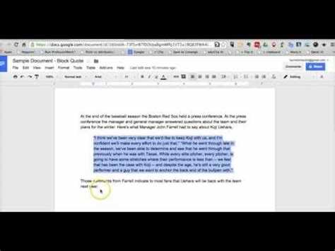 How to add a block quote in google docs