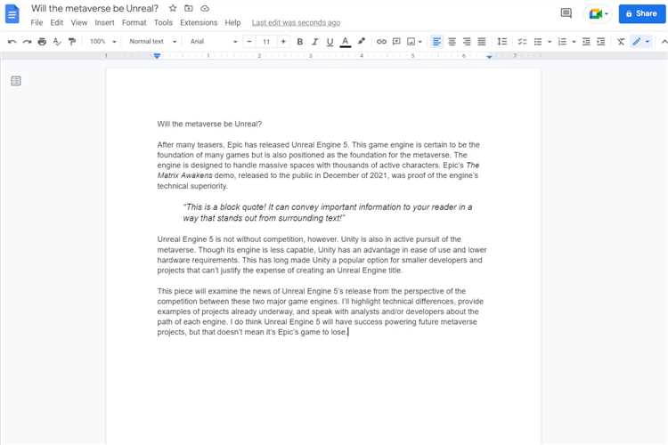 How to insert a block quote in google docs